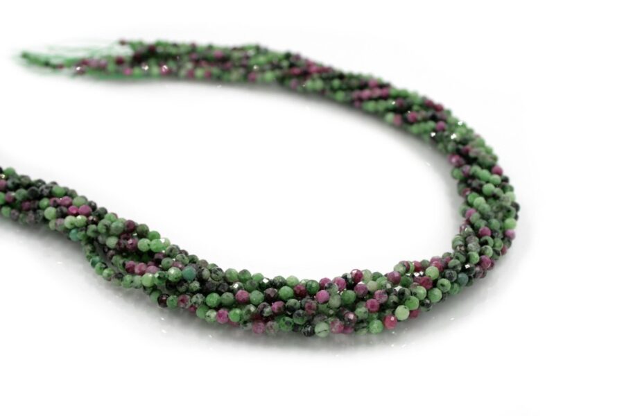 Ruby-Zoisite fili round sfaccettati 3mm