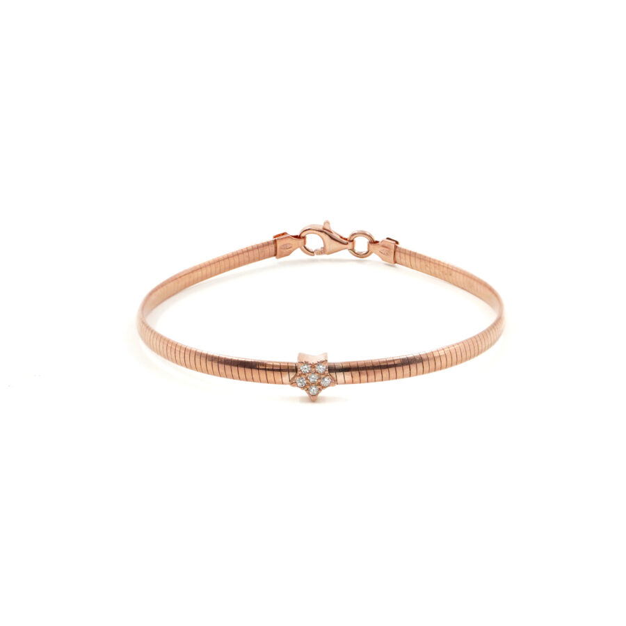 Bracciale catena Serpente in argento 925 con elemento stella con zirconi bianchi – Rosato